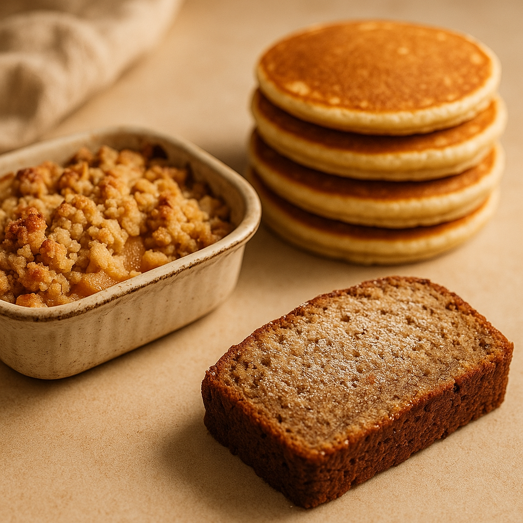 Hausgemachte Desserts: Apfel-Crumble, Pancakes und Bananenbrot