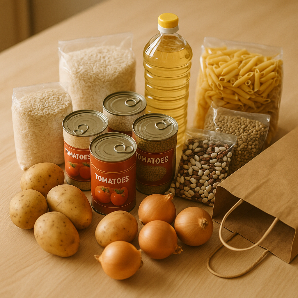 Monatlicher Großeinkauf mit haltbaren Vorräten